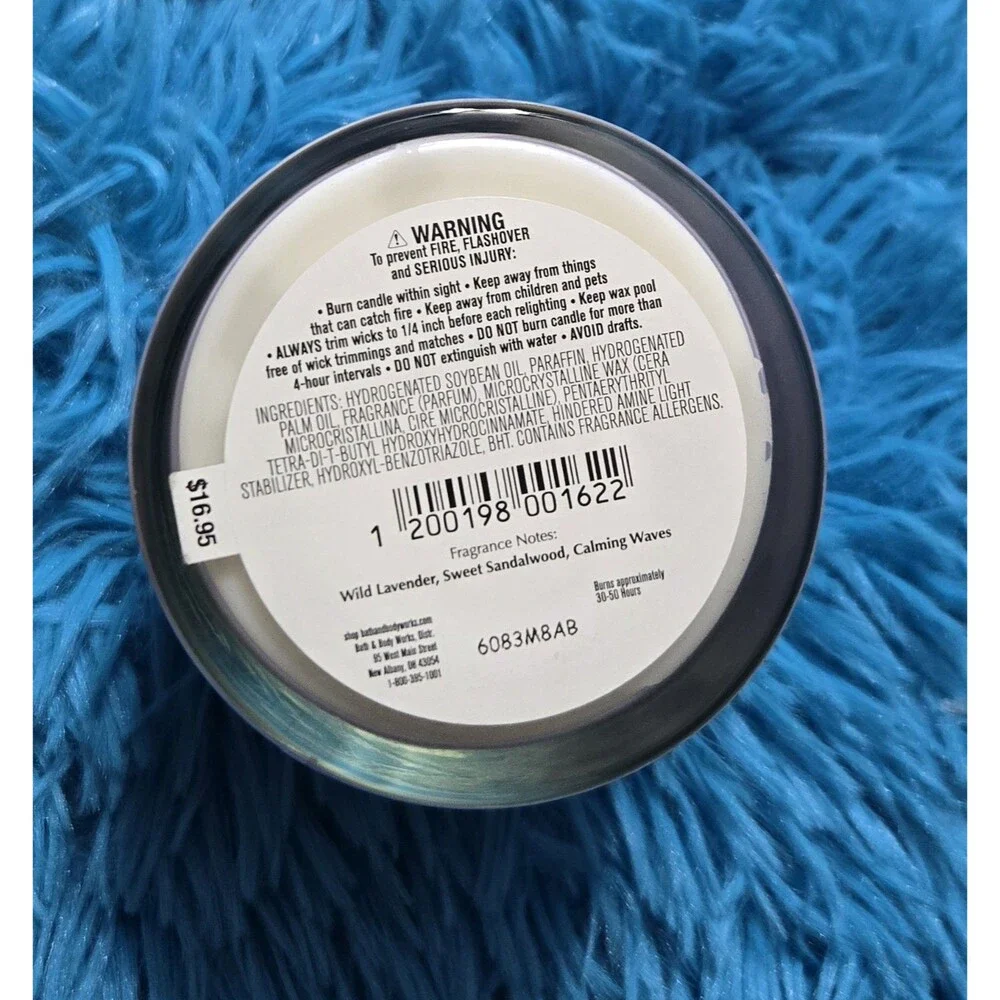 Bath & Body Works Oceanside Lavender Single Wick 8oz Candle With Lid